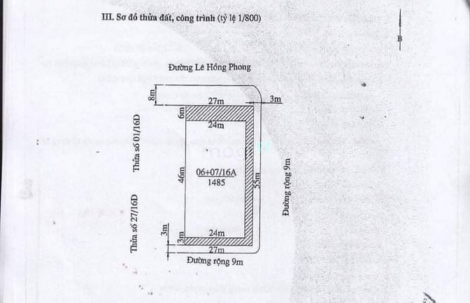 Hình ảnh Bán lô đất 1485m mặt đường lê hồng phong hải an