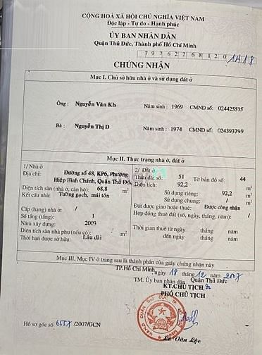 Hình ảnh Bán đất 92m2 đường 48 , Hiệp Bình Chánh, Tp Thủ Đức. giá 6,7tỷ