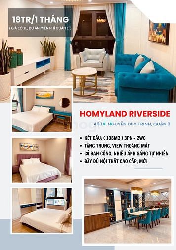 Hình ảnh Siêu phẩm Homyland Riverside 3PN - 2WC đầy đủ nội thất cao cấp