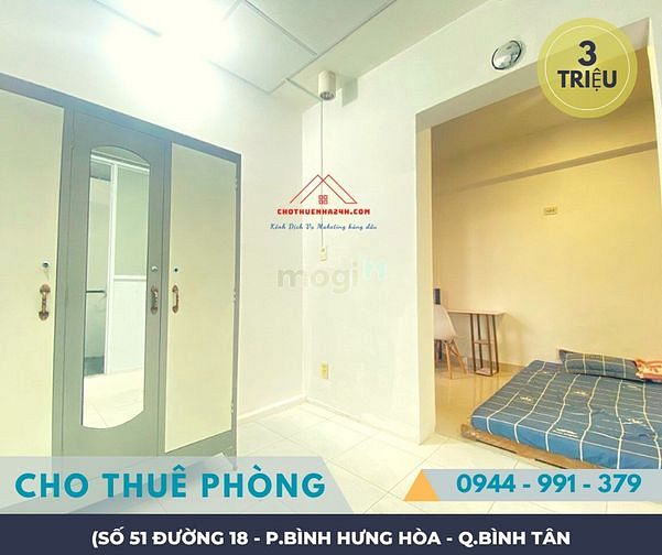 Hình ảnh Cho Thuê PHÒNG sát NGÃ 4 Phan Đăng Giảng & Đường 18, P.BHH, Q.Bình Tân