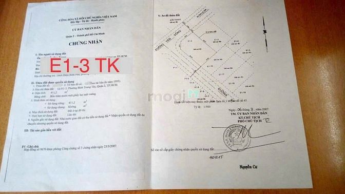 Hình ảnh BDS HVL Nền 2MT E13 18x23m Thế Kỷ 21, Thạch Mỹ Lợi Q2 giá 330tr/m2