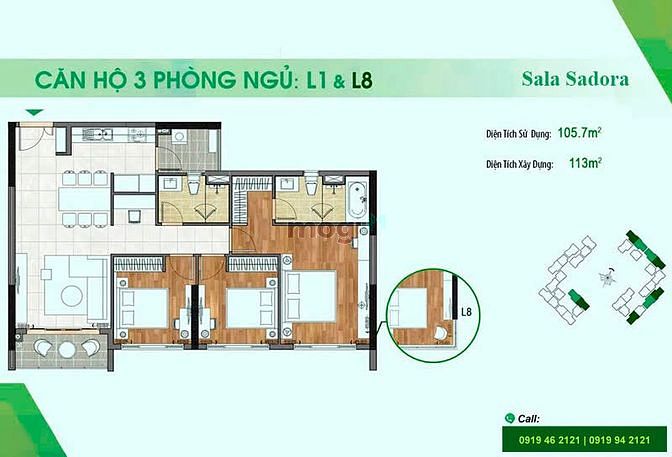 Hình ảnh Mb6623 nạp rút nhanh chóng cho thuê tại Sadora Sala, tầng cao, 113m2, 3PN, view sông, nt