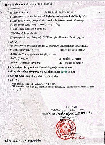 Hình ảnh Chính chủ bán nhà An Lạc, Bình Tân