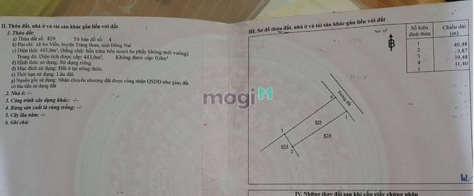 Hình ảnh Cho thuê : Đất sổ đỏ 443m2 2mt đường 8m An Viễn Trảng Bom ĐN