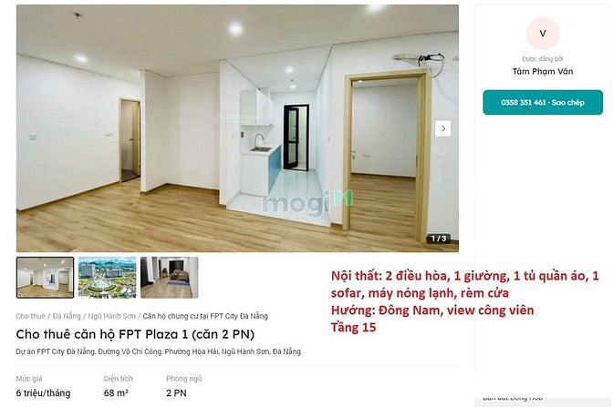 Hình ảnh Cho thuê Trang Chủ MB66.COM / Đăng Ký Tặng 66K FPT PLAZA1 (Căn 2 PN)