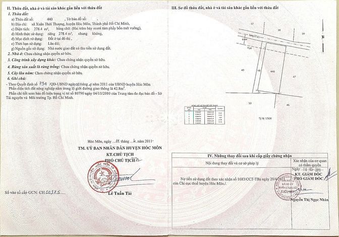Hình ảnh Còn lô đất ngộp full thổ cư 278m2, Xuân Thới Thượng, Giá 890 Tr, SHR.