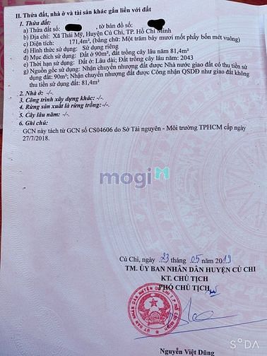 Hình ảnh Bán đất Huyện Củ Chi, 3 lô liền kề, đg Phạm Thị Xẩm, xã Thái Mỹ
