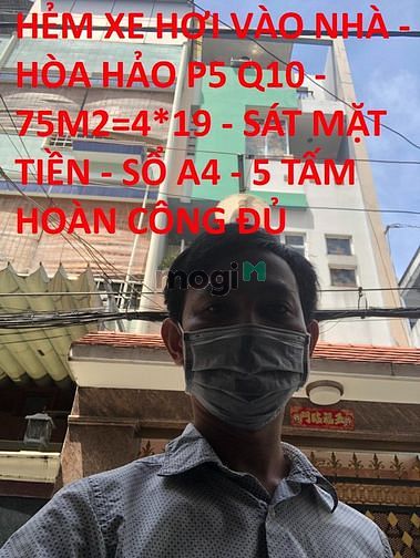 Hình ảnh Bán nhà hẻm 5m Hòa Hảo, P5, Q10 75m² giá rẻ chỉ 12 tỷ.