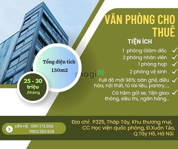 Hình ảnh VĂN PHÒNG CHO THUÊ 130m2 Full đồ mới 98%
