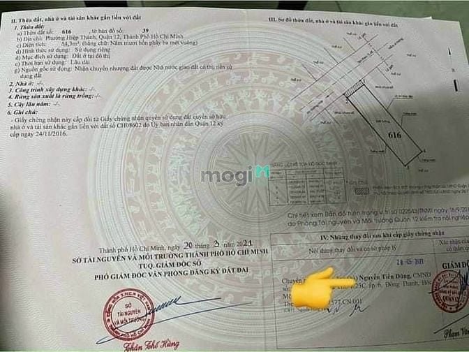 Hình ảnh Cần bán lô đất thổ cư, hẻm ôtô 5m thông, P.Hiệp Thành,DT: 4 x 14