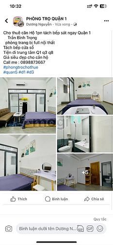 Hình ảnh Căn Hộ 1Pn tách Bếp cho thuê Ngay cầu nguyễn văn cừ