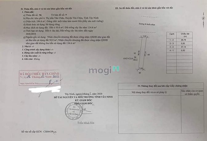 Hình ảnh KH Bán đất mặt tiền đường Lê Duẩn  KP4- TT Tân Châu - Tây Ninh 5 x 38
