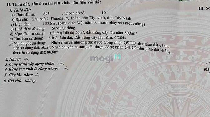 Hình ảnh Cần bán gấp ĐẤT ĐẸP NGUYỄN VĂN RỐP [TP TÂY NINH] -Diện tích: (4,92x27)
