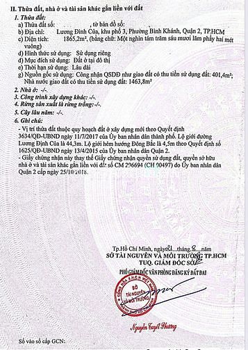 Hình ảnh Cho thuê lô đất MT Lương Định Của, gần vòng xoay Trần Não, DT 2000m2