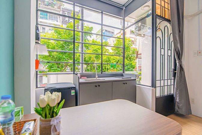 Hình ảnh Căn Hộ Dịch Vụ Quận 1,Studio, Bancon lớn, gần toà nhà Bitexco, gần chợ
