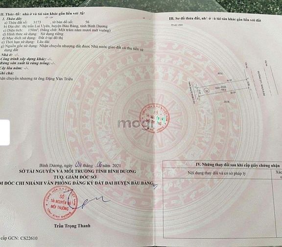 Hình ảnh - Cần bán đất ở Khu Đô Thị Lai Uyên Bàu Bàng Giá 480Tr 1 nền 150m2 LH