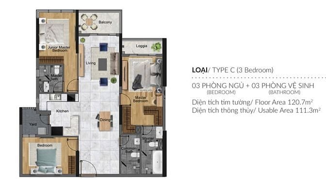 Hình ảnh Căn trệt 3PN Centery Celadon-View biển,giá gốc CĐT,chỉ TT 15% nhận nhà