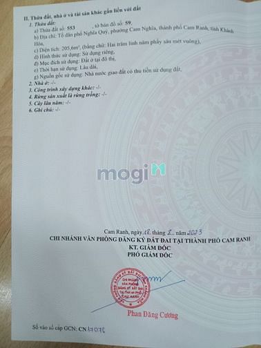 Hình ảnh Hơn 200 m2 đất thổ cư Cam Ranh, Cam Nghĩa cần bán sổ đỏ, chính chủ