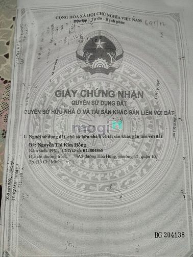 Hình ảnh Bán nhà hẻm xe hơi Hoà Hưng quận 10
