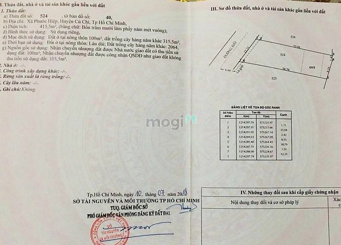Hình ảnh Bán 415m2 (12x35) đất thổ cư. Đường nhựa. Giá 2,6 tỷ