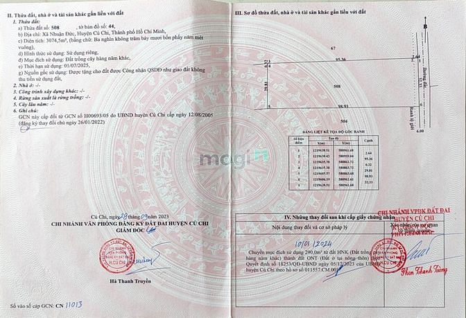 Hình ảnh Bán 3074m2 đất thổ cư, xã Nhuận Đức. Giá 8 tỷ