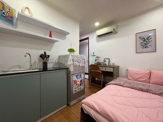 Hình ảnh Căn Hộ Dịch Vụ Studio Full Nội Thất Có Thang Máy Gần CV Hoàng Văn Thụ
