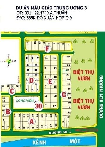 Hình ảnh Bán lô đất đẹp dự án Mẫu Giáo TW3, Phường Phú Hữu quận 9