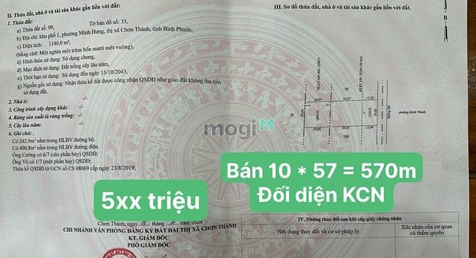 Hình ảnh Đất Rẻ nhất thị trường 500 m - Gần KCN Becamex gd 1 - Chơn Thành – BP