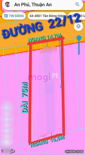 Hình ảnh Bán 1125m2 Đất mặt tiền Đường 22/12 An Phú Thuận An Bình Dương