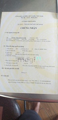 Hình ảnh Chủ gửi Bán đất Q9 Dt 230m ngang 9m Giá 3,6 tỷ