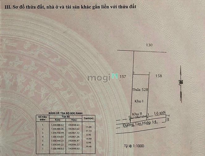 Hình ảnh Hóc Môn, Bán đất Mặt tiền Tân Hiệp 14, DT 15x40m 583m2 thổ cư