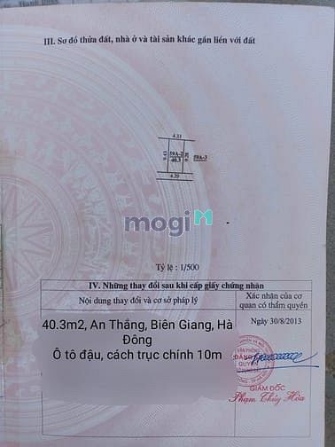 Hình ảnh Cc cần bán mảnh đất 40.3m2, tk2, nhỉnh 1 tỷ, an thắng, biên giang, hà