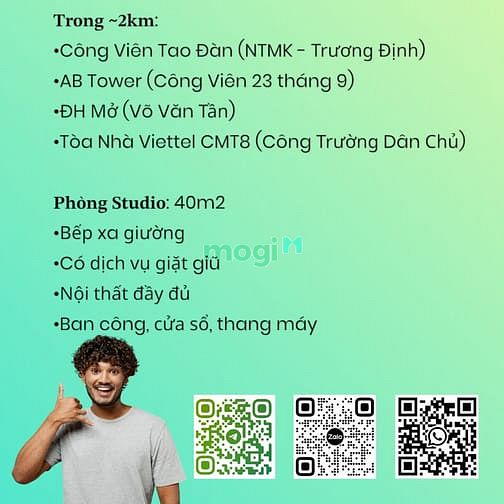 Hình ảnh Phòng Studio 40m2 Ban Công, Gần Hà Đô Centrosa - Kỳ Đồng, Q3