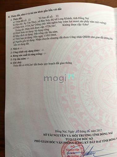 Hình ảnh 💥 Đất vàng Bàu Sen - LONG KHÁNH: SỔ HỒNG 4726.5 CHỈ VỚI 15 TỶ