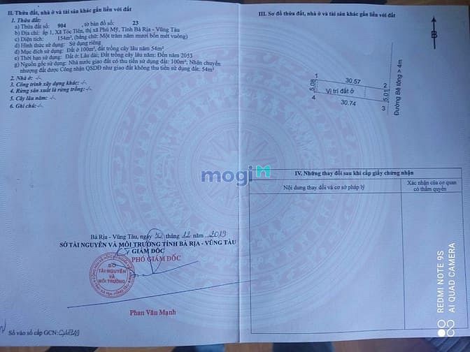 Hình ảnh Bán lô đất đẹp thổ cư ngay phú mỹ tóc tiên Diện tích 154m2