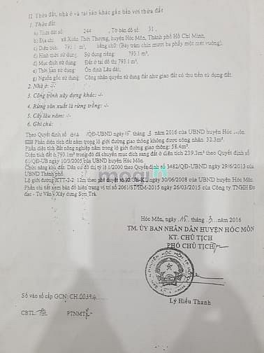 Hình ảnh Đất Mặt Tiền đường Xuân Thới Thượng 2-2, xã Xuân Thới Thượng Hóc Môn