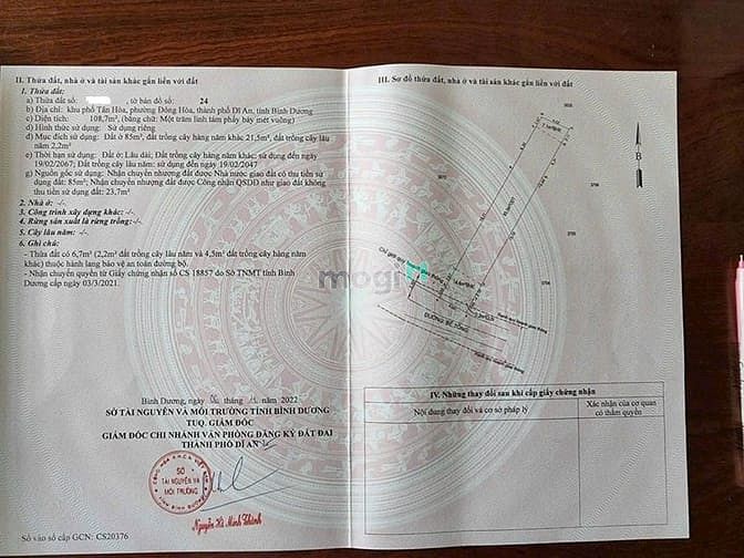 Hình ảnh Đất gần kí túc xá khu B ĐHQG TP HCM Thuộc Đông Hòa, Dĩ An, BD giảm mạn