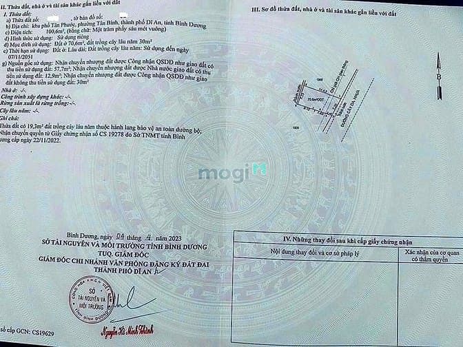 Hình ảnh Bán đất mặt tiền đường nhựa đường Cây Da, Tân Bình, Dĩ An, BD 100m2