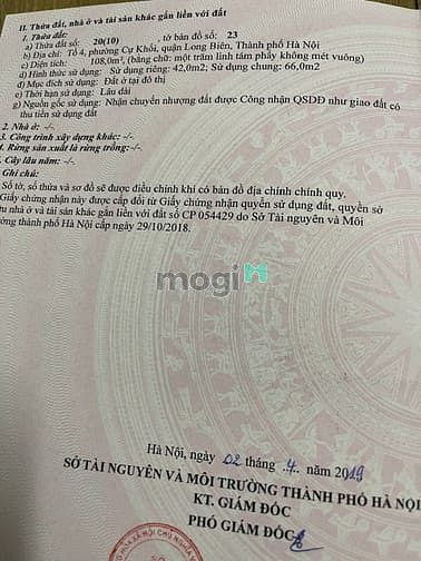 Hình ảnh Cần bán lô đất đẹp 2 mặt tiền phường Cự Khối, Long Biên, 42m2, SĐCC