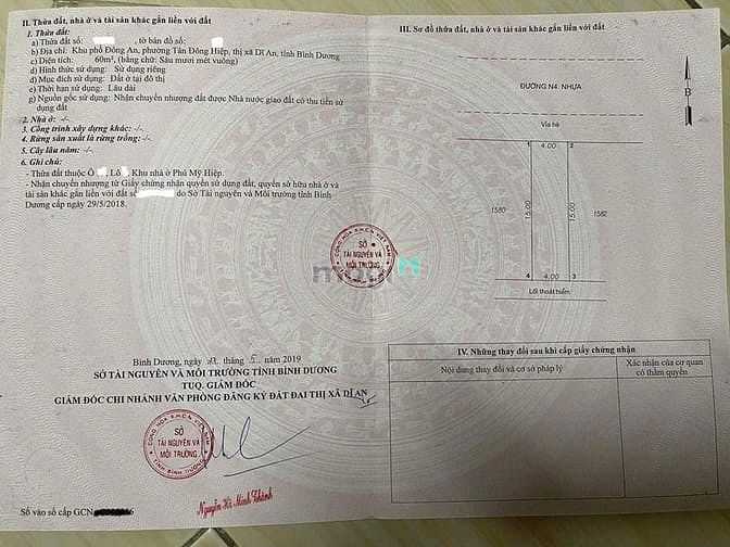 Hình ảnh Bán Lô Đất Đẹp Trong KDC Phú Mỹ Hiệp, TP Dĩ An. BD