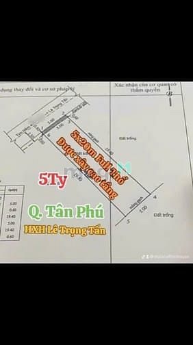 Hình ảnh Q. Tân Phú 100m2 (5x20m) Full TC, Oto Đến Đất, Được Xây Cao Tầng