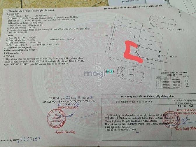 Hình ảnh Bán nhà đường Phạm Văn Chiêu Phường 09 3 PN 4 NVS