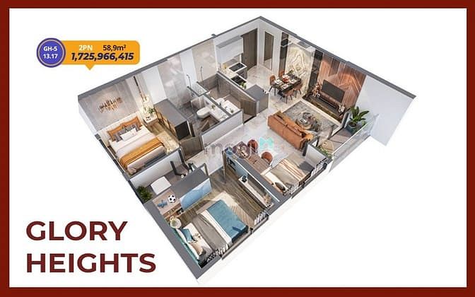 Hình ảnh Căn 2 PN Vị trí đẹp nhất Glory Heights giá chỉ 1 tỷ 726 !!!