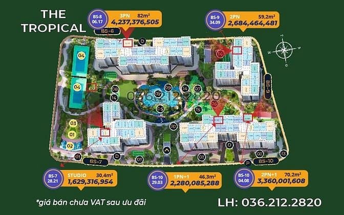 Hình ảnh 🔥Căn 2pn+1 RẺ nhất trong tháng 9 - The Tropical giá chỉ 2tỷ684🔥