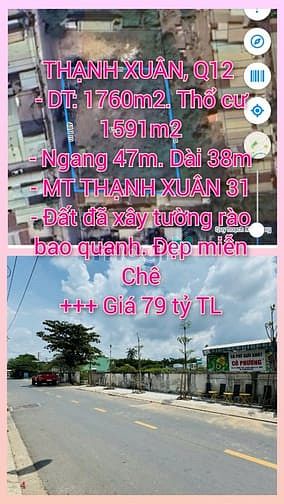 Hình ảnh Bán 1760m2. Gần full thổ cư. (47x38). MT TX31. Q12. Giá 79 tỷ