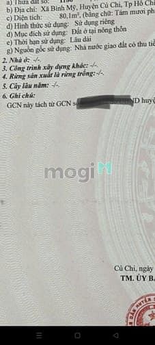 Hình ảnh Kẹt bank cần bán đất thổ cư 80m2 Võ Văn Bích Bình Mỹ Củ Chi