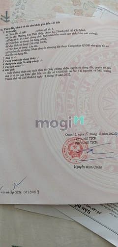 Hình ảnh Đất (9.7x15) 2mt hẻm 7m trương thị hoa, tân thới hiệp, q12 giá tốt