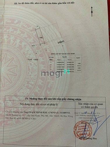 Hình ảnh Bán Lô Đất 57m2 Mặt Tiền Hẻm 4 Đường 100A Cầu Xây, P. Tân Phú