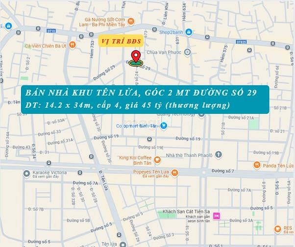 Hình ảnh Bán nhà khu Tên Lửa, MT đường Số 29, DT 14.2 x 34m, cấp 4, giá 45 tỷ (