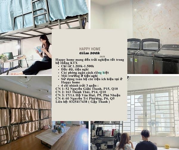 Hình ảnh KTX Happy Home cho thuê KTX đầy đủ và tiện nghi